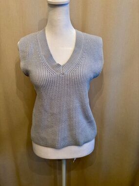 Zara Light Blue Ribbed Knit Vest | Size S